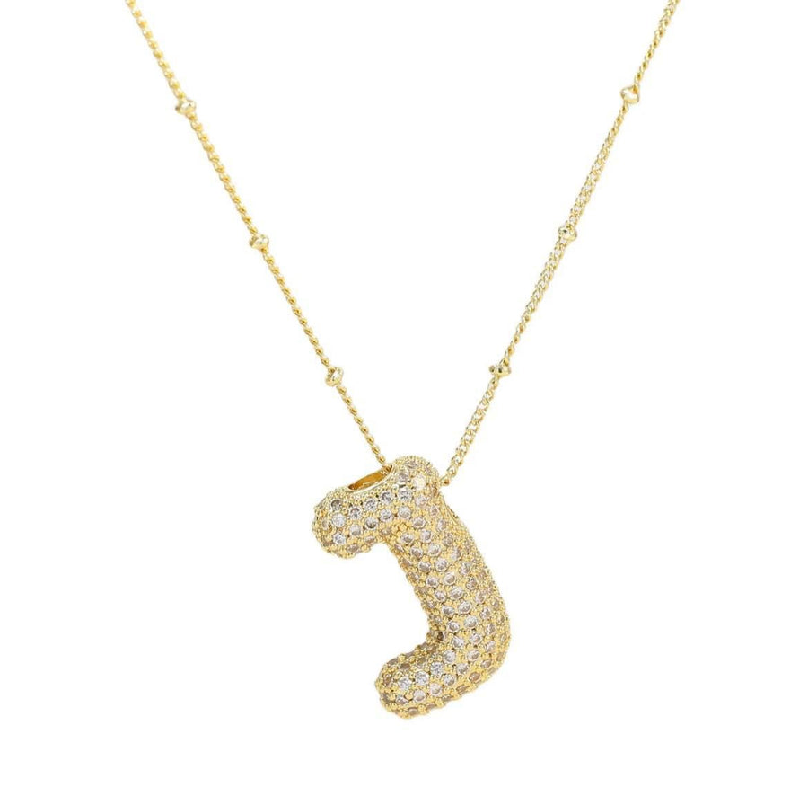 CZ Bubble Letter Inital Necklace (SPECIAL ORDER)