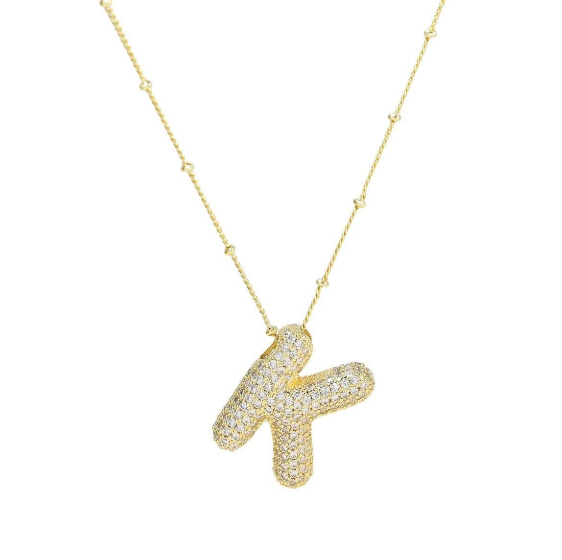 CZ Bubble Letter Inital Necklace (SPECIAL ORDER)