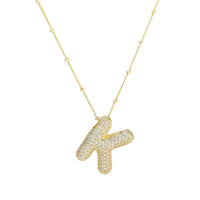 CZ Bubble Letter Inital Necklace (SPECIAL ORDER)