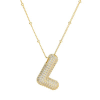 CZ Bubble Letter Inital Necklace (SPECIAL ORDER)