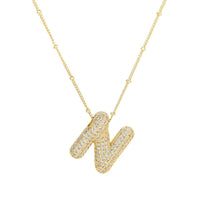 CZ Bubble Letter Inital Necklace (SPECIAL ORDER)