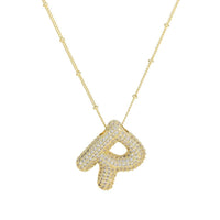 CZ Bubble Letter Inital Necklace (SPECIAL ORDER)