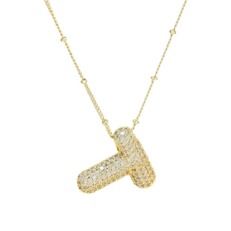 CZ Bubble Letter Inital Necklace (SPECIAL ORDER)