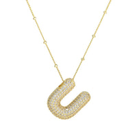 CZ Bubble Letter Inital Necklace (SPECIAL ORDER)