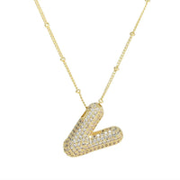 CZ Bubble Letter Inital Necklace (SPECIAL ORDER)