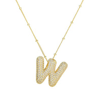 CZ Bubble Letter Inital Necklace (SPECIAL ORDER)