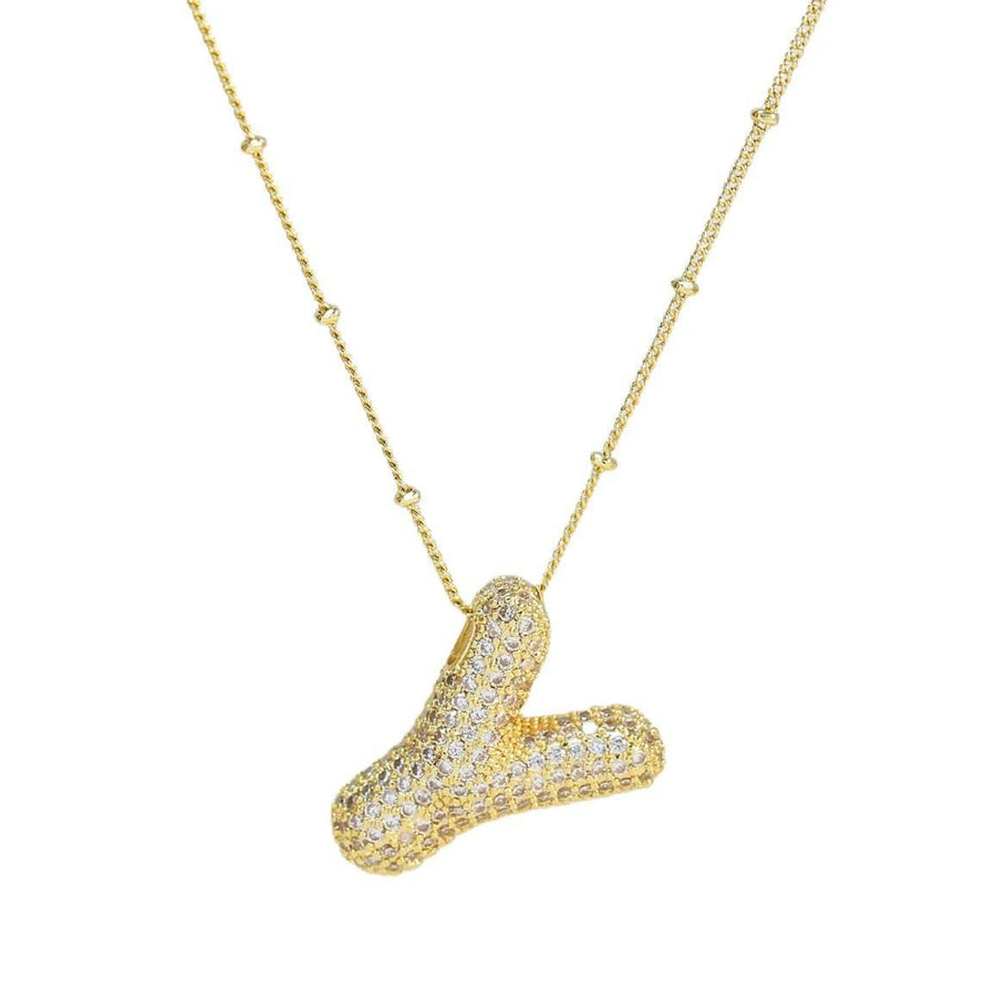 CZ Bubble Letter Inital Necklace (SPECIAL ORDER)