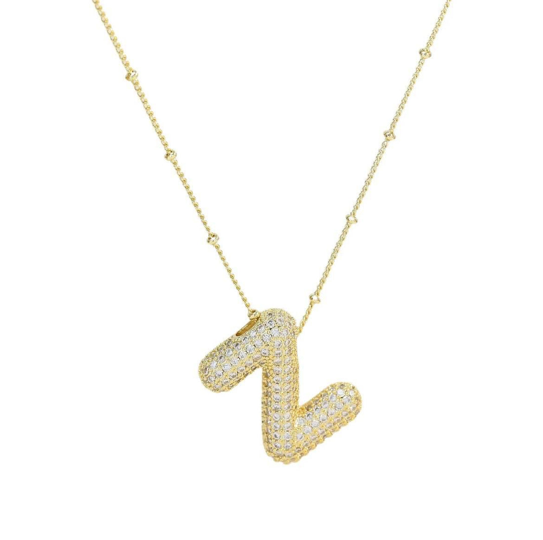 CZ Bubble Letter Inital Necklace (SPECIAL ORDER)