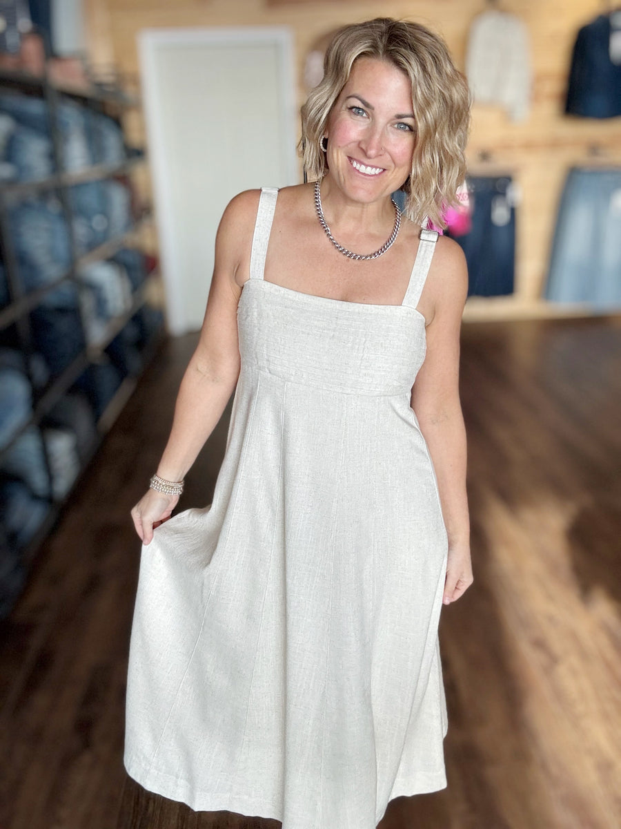 The Elsie Pleated and Flare Midi Dress