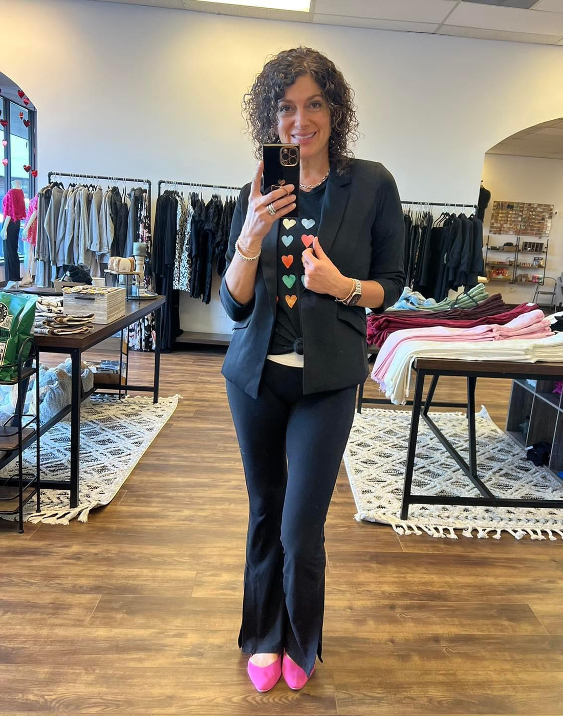 Eco-Friendly Recycled Poly Shirred Sleeve Blazer - Black