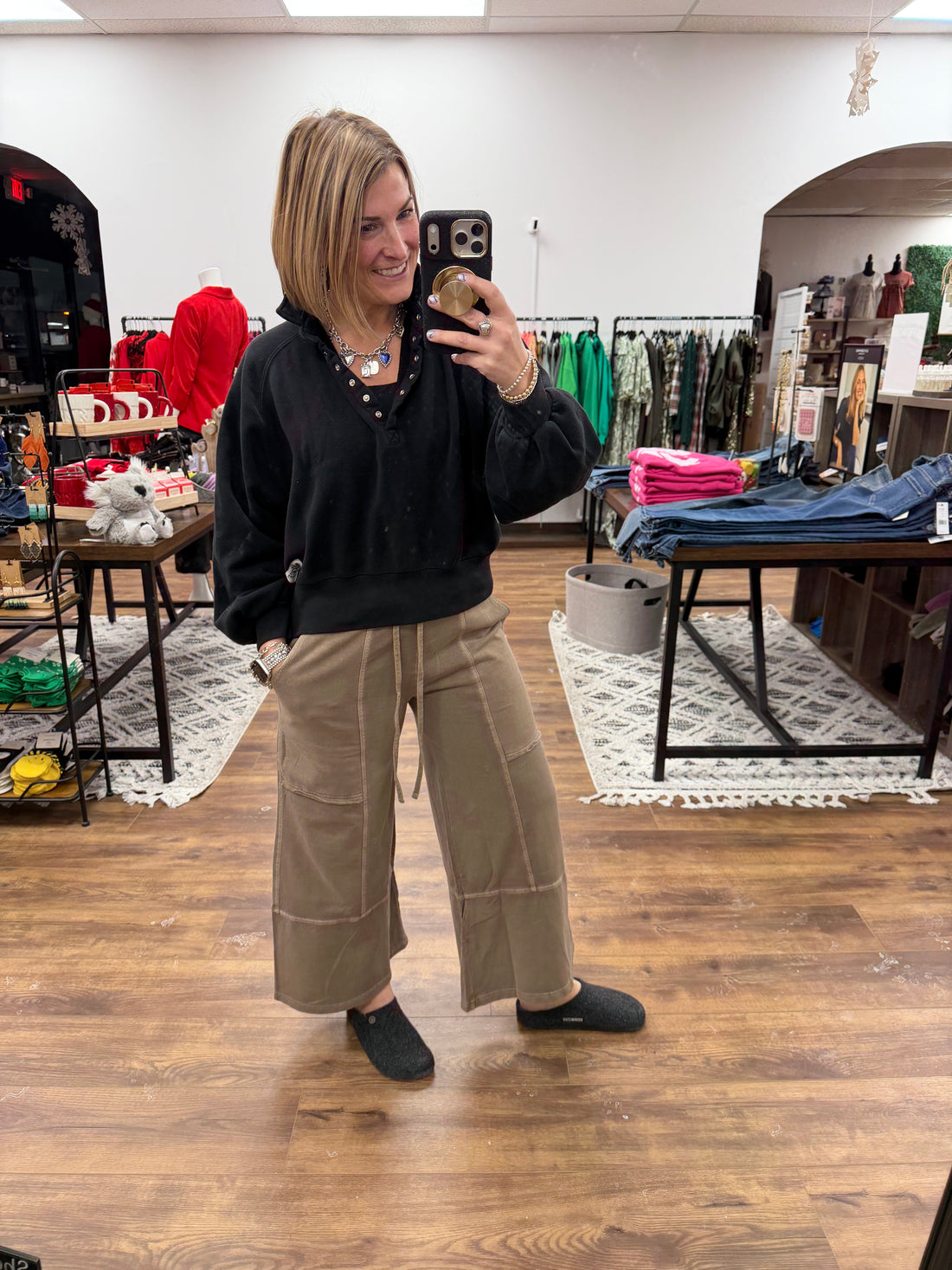 Washed Terry Wide Leg Pants