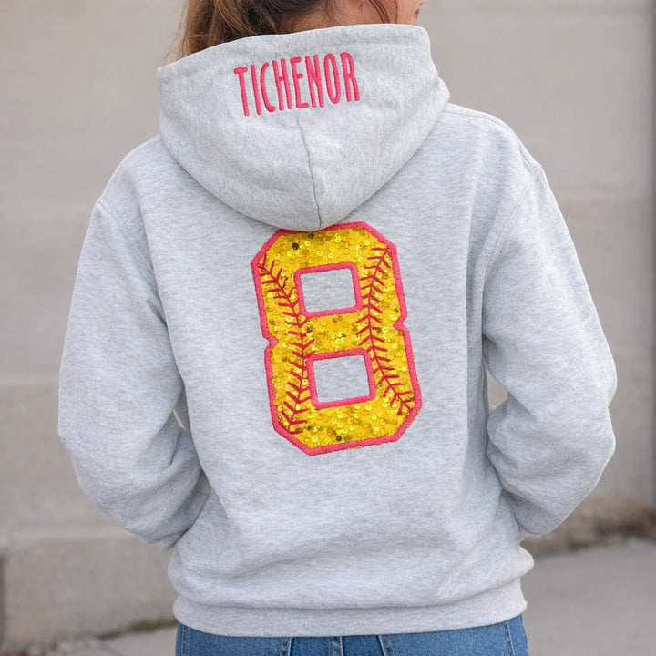 Sequin Sports Number Hoodie
