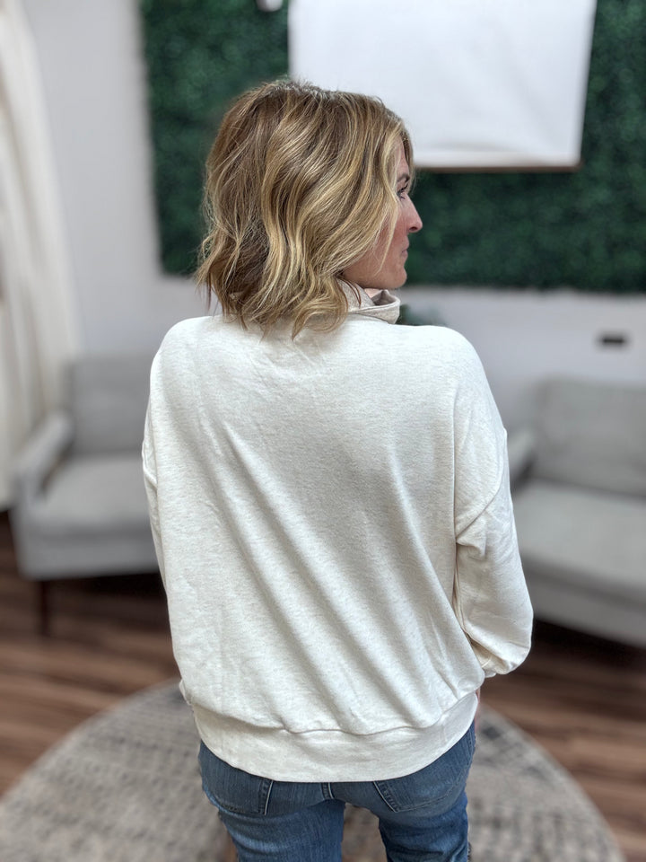 Crochet Mixed Fleece Quarter Zip Up Pullover