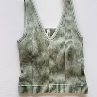 Mineral Washed Tank with Built-In Bra