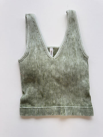 Mineral Washed Tank with Built-In Bra