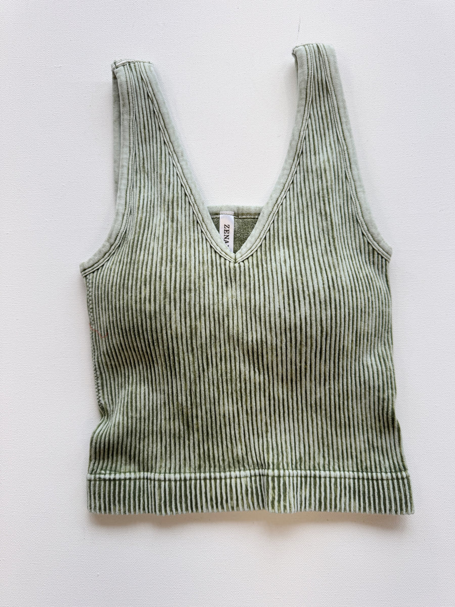 Mineral Washed Tank with Built-In Bra
