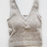 Mineral Washed Tank with Built-In Bra