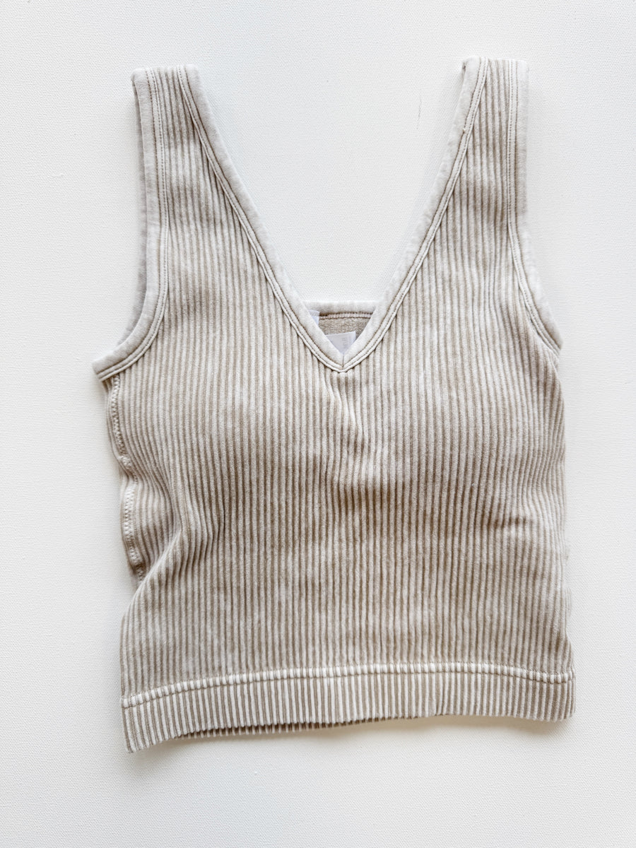 Mineral Washed Tank with Built-In Bra