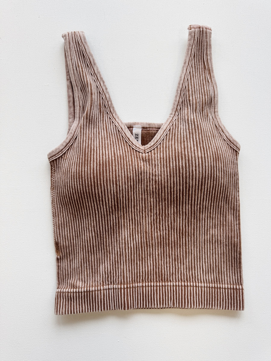 Mineral Washed Tank with Built-In Bra