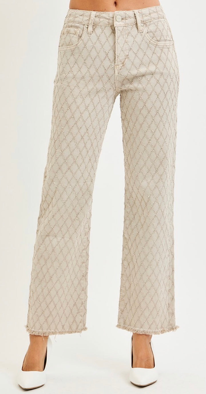 Risen - Tummy Control High Rise Straight Leg Texturized Jeans