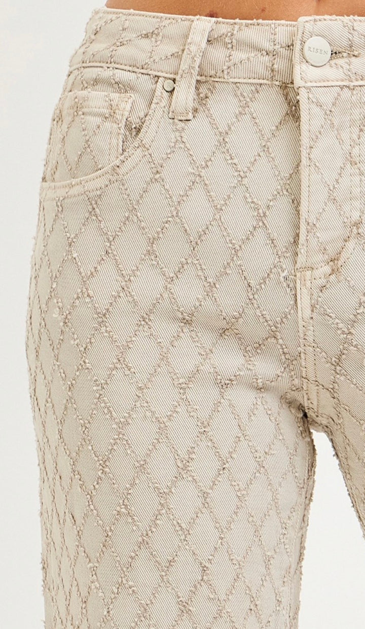 Risen - Tummy Control High Rise Straight Leg Texturized Jeans