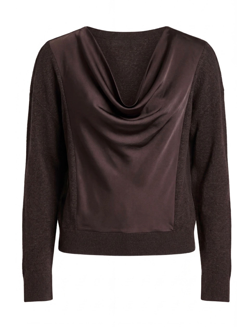 Liverpool - Draped Neck Mixed Media Sweater