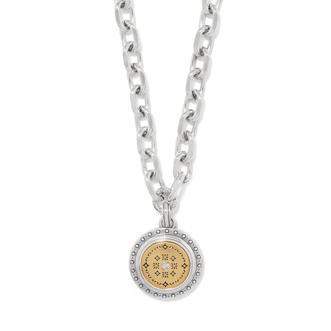 Brighton - Mosaic Round Two Tone Pendant Necklace