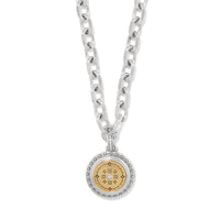 Mosaic Round Two Tone Pendant Necklace