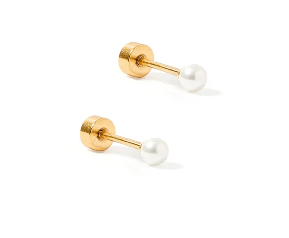 Flat Back Earrings - Payton Pearl 3mm