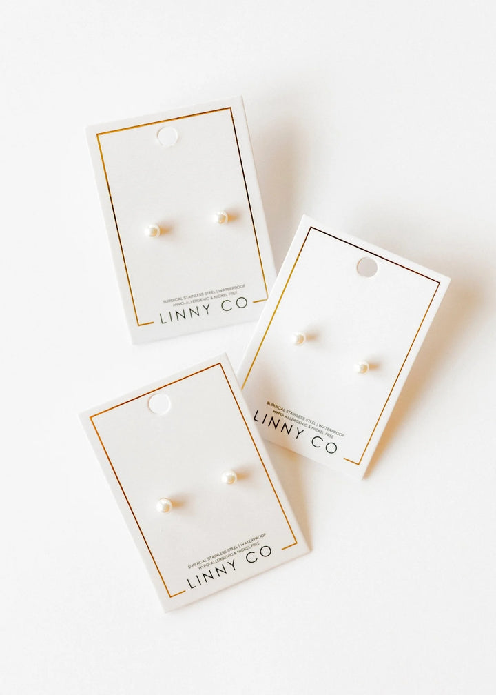 Linny Co - Payton Pearl 5mm Flat Back Earrings