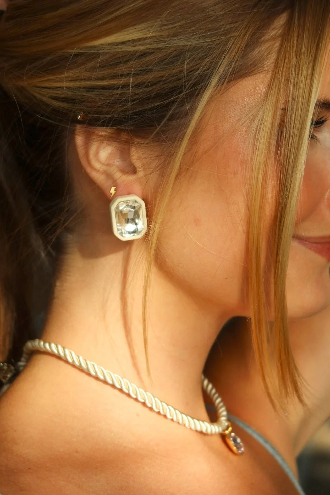 Flat Back Earrings - Lightning Bolt