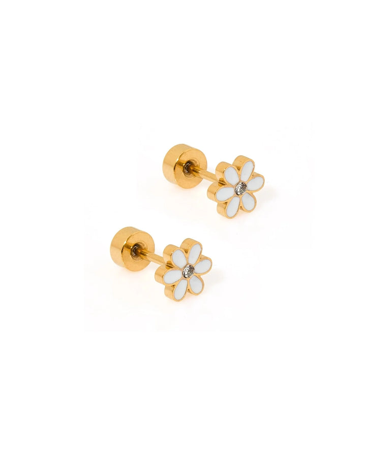 Linny Co - White Daisies Flat Back Earrings