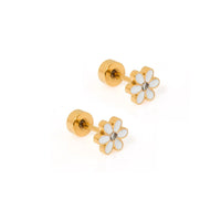 Flat Back Earrings - White Daisies