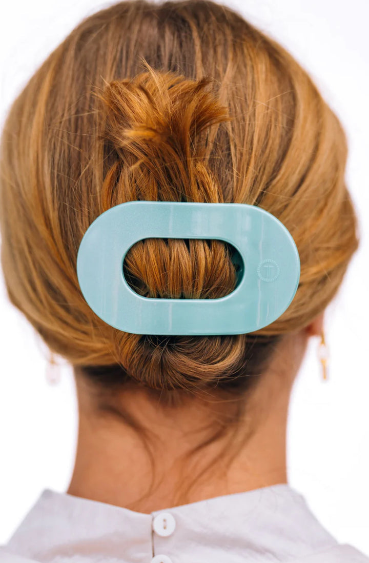 Teleties Medium Round Flat Clip - Totally Turquoise