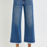 Risen - High Rise Double Band Crop Jean - Dark Wash