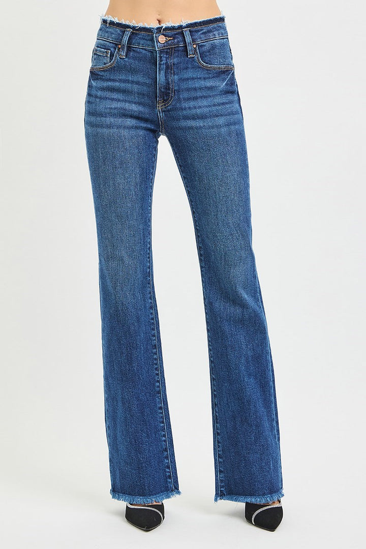 Risen - Mid Rise Bootcut with Frayed Waistband