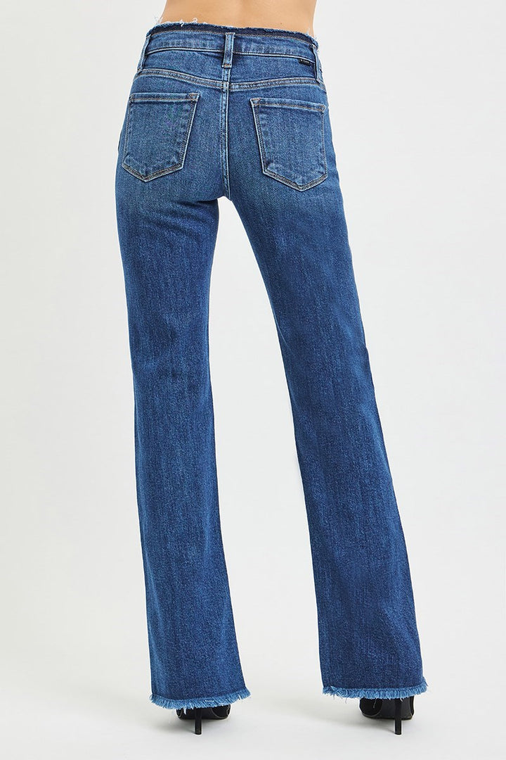 Risen - Mid Rise Bootcut with Frayed Waistband