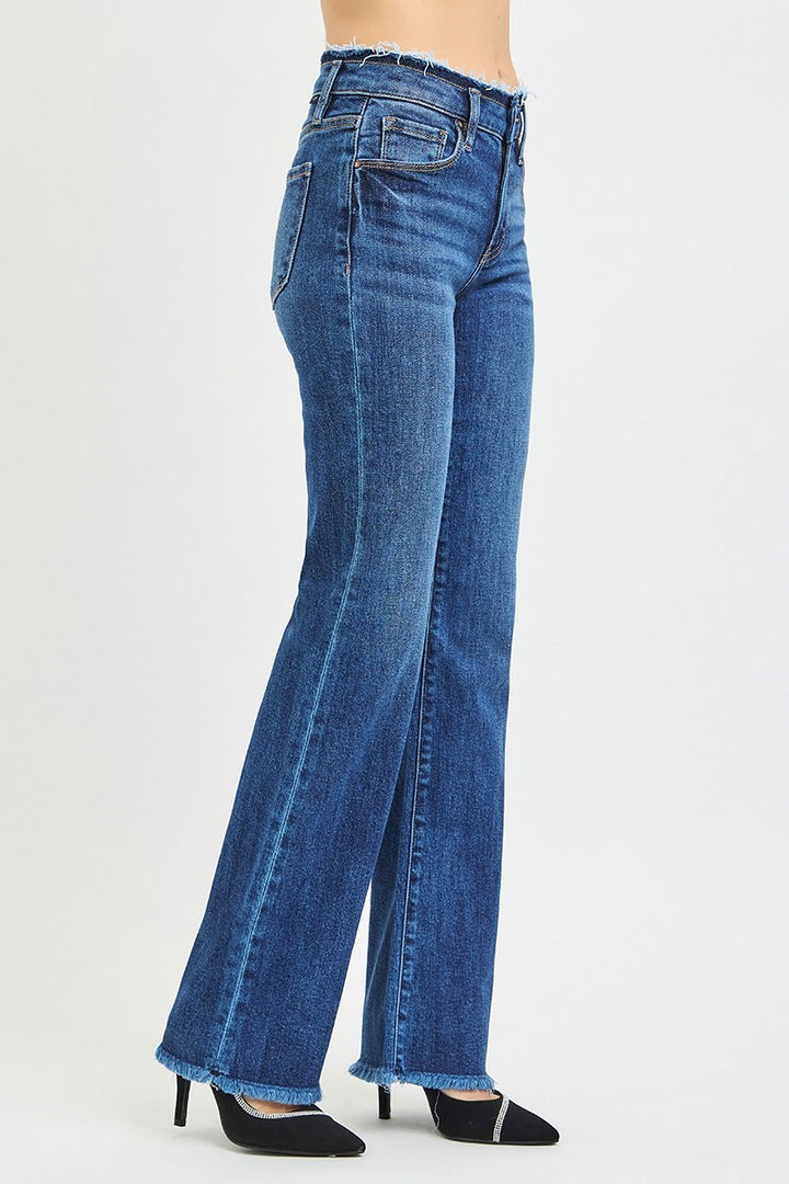 Risen - Mid Rise Bootcut with Frayed Waistband