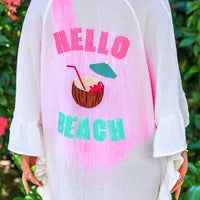 Hello Beach Sequin Embroidery Coverup