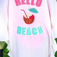 Hello Beach Sequin Embroidery Coverup