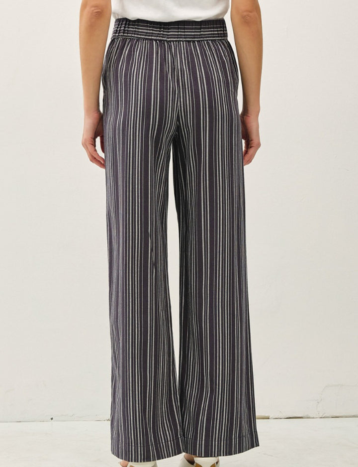 Striped Straight Leg Pants - Charcoal