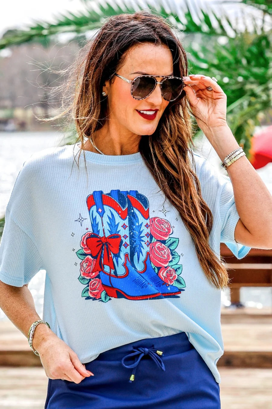 Americana Edit: Patriotic Boots Waffle Tee {Special Order}