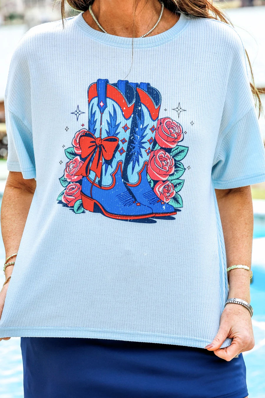 Americana Edit: Patriotic Boots Waffle Tee {Special Order}