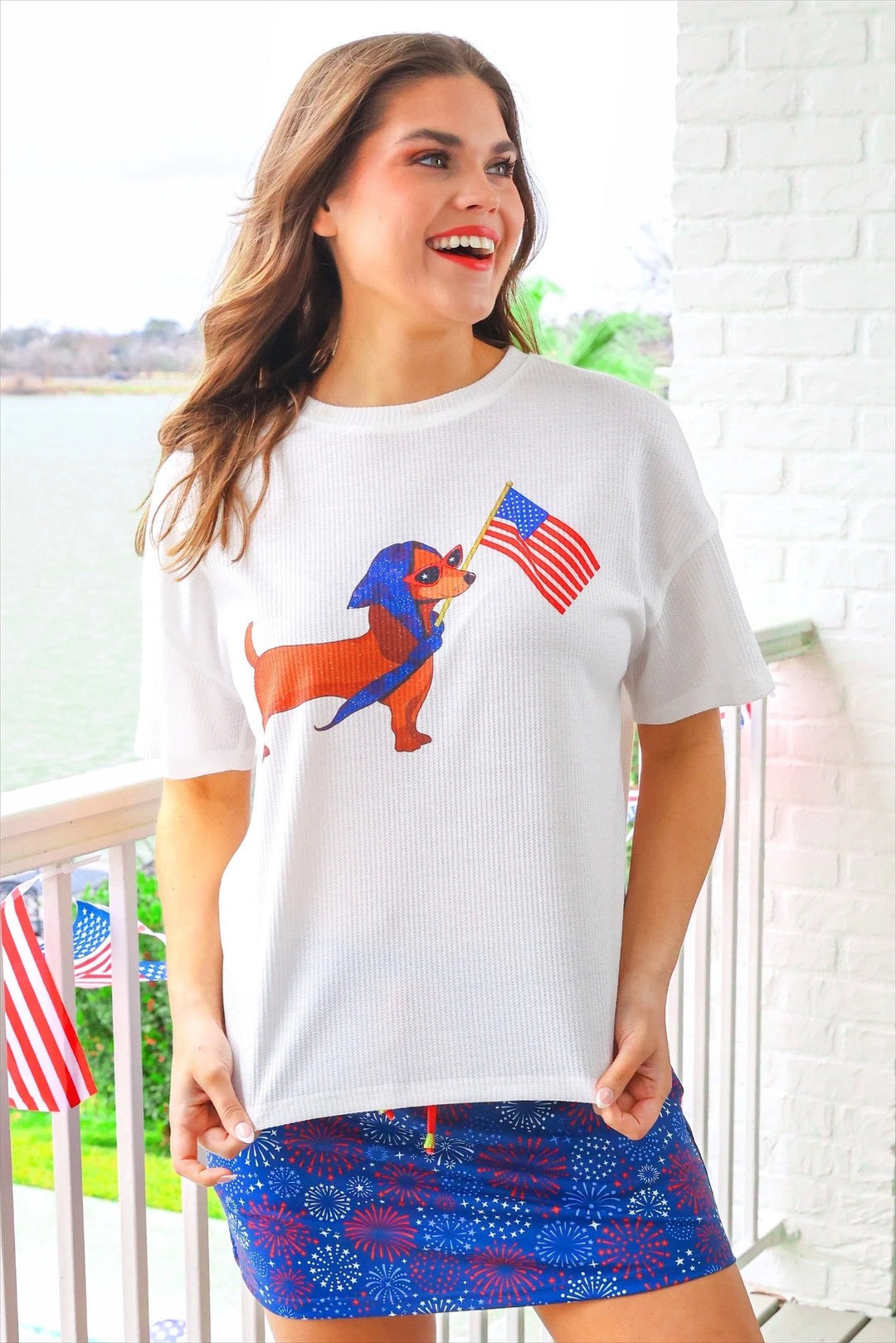 Americana Edit: Patriotic Pup Waffle Tee {Special Order}