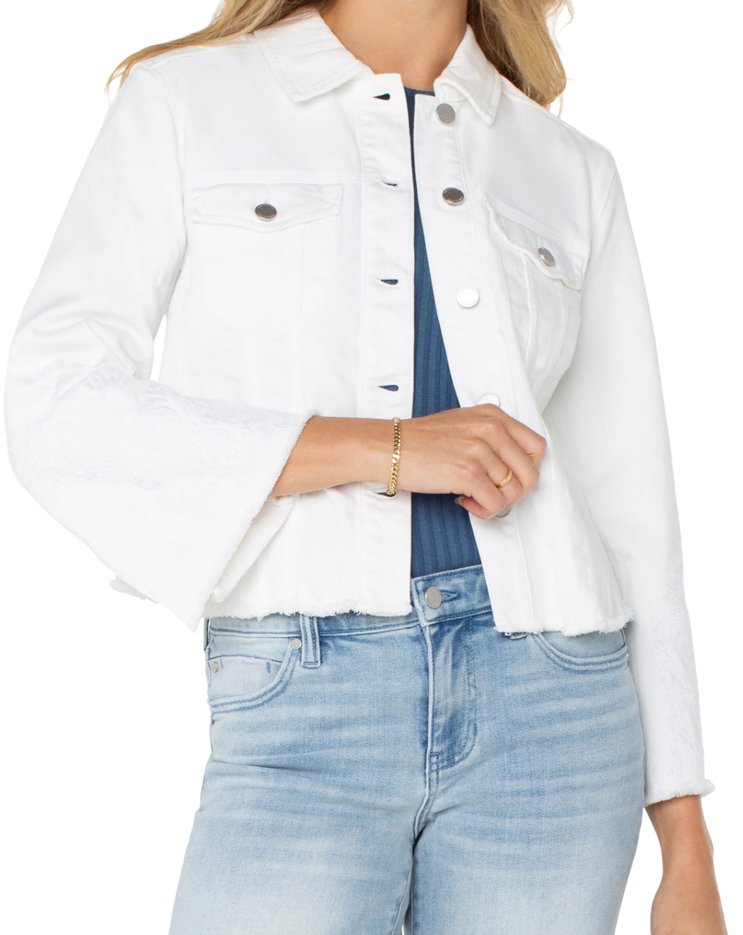 Liverpool - Jacket With Fray Hem &amp; Paisley Embroidery