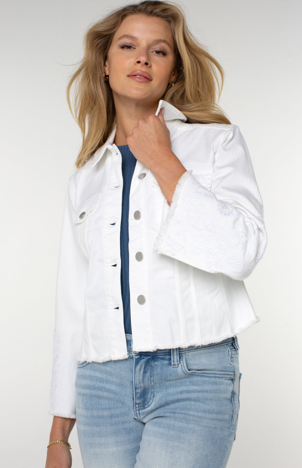 Liverpool - Jacket With Fray Hem & Paisley Embroidery