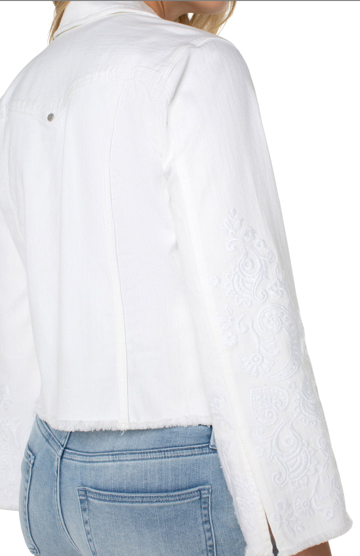 Liverpool - Jacket With Fray Hem &amp; Paisley Embroidery