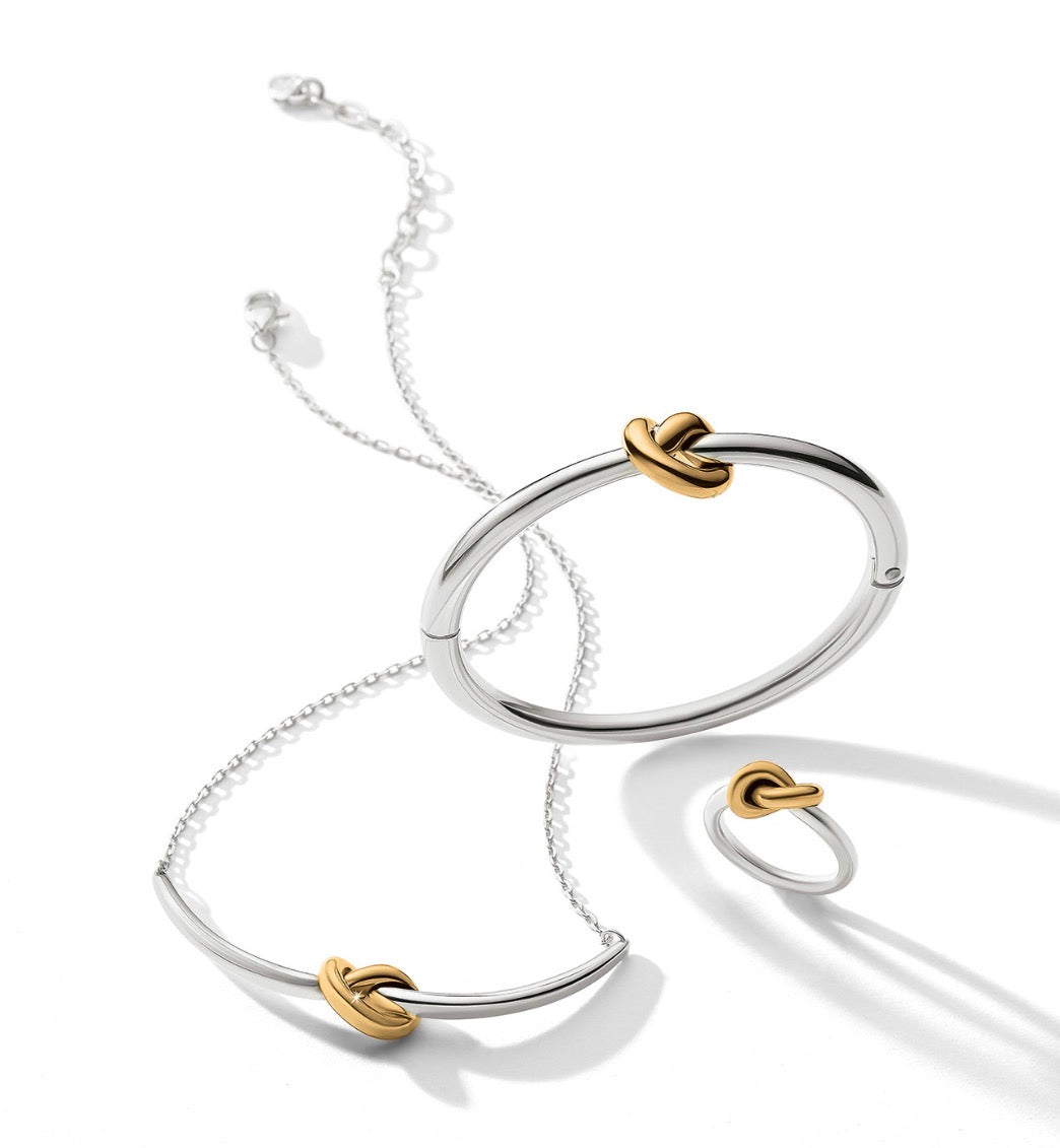 Brighton - Interlok Single Knot Two-Tone Hinged Bangle
