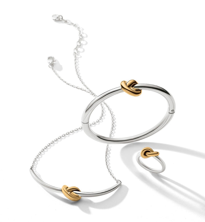 Brighton - Interlok Single Knot Two-Tone Hinged Bangle