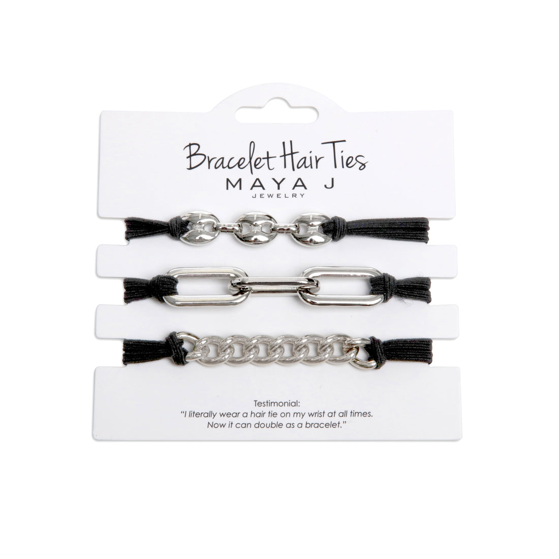 Bracelet Hair Ties: Black w/Silver